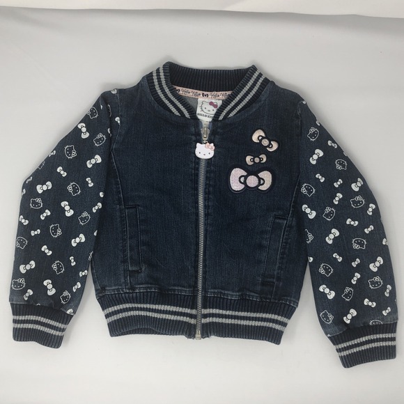 Girl's‎ Sanrio Hello Kitty Denim Zip Jacket - Sequins - Size 2 - Picture 1 of 9
